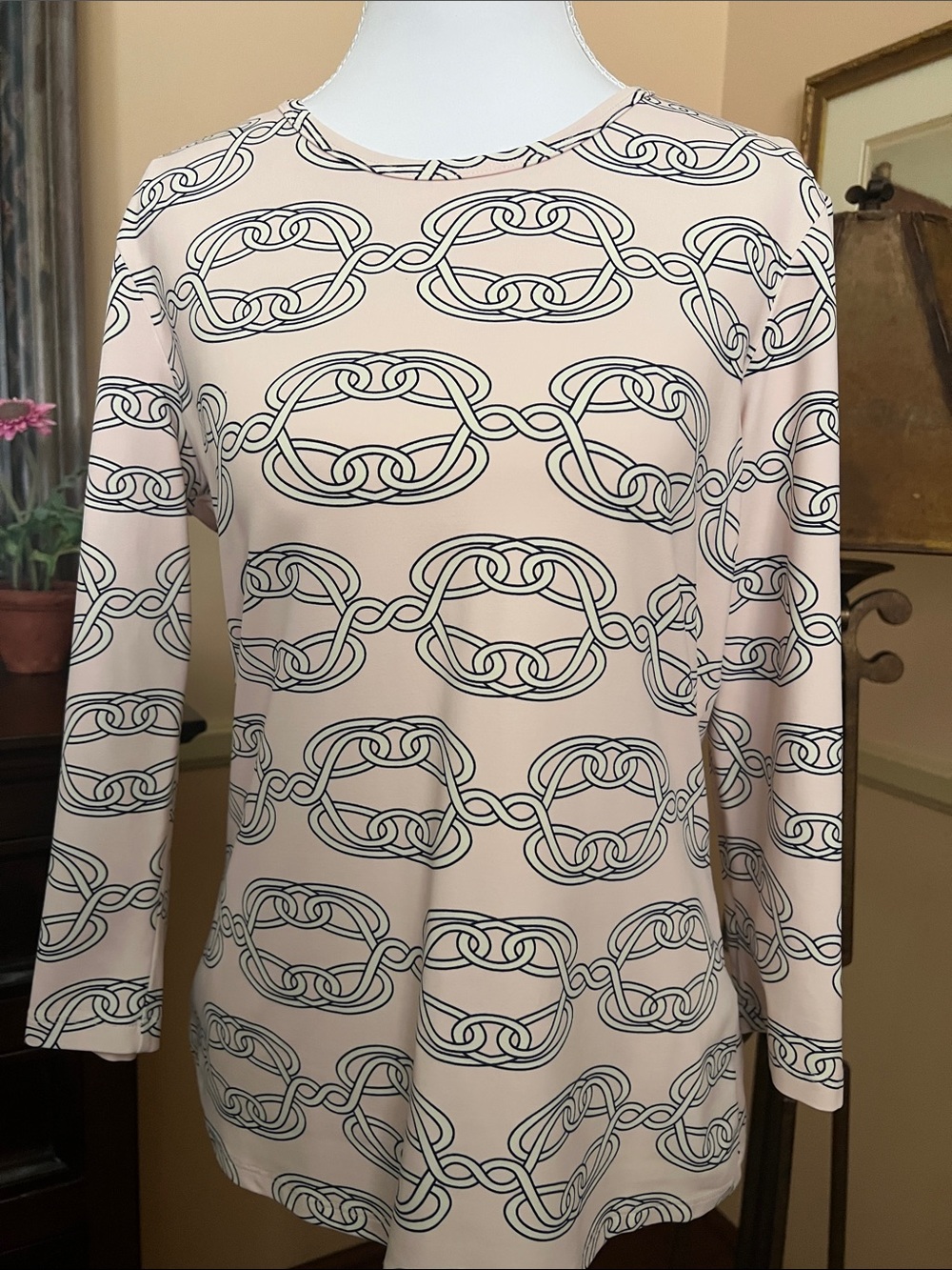J McLaughlin Catalina pale Pink 3/4 sleeve top. Medium EUC